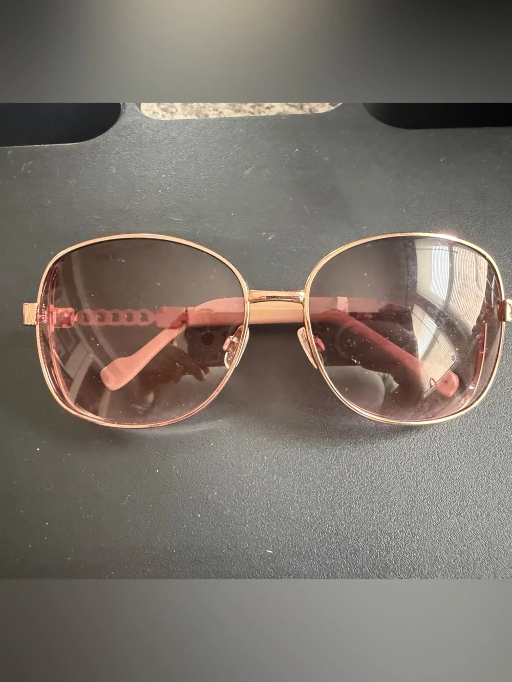 Jessica Simpson Women's Pink-Tinted Rose Gold Aviator Sunglasses Shades NWOT
